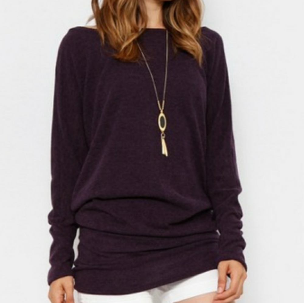 🎅⭐️ Banded bottom purple Dolman sweater NWOT
